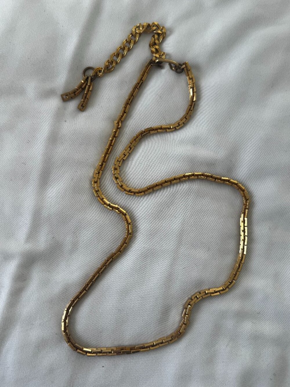 Vintage Monet Box Link Snake Chain 35" Long Gold Tone Necklace